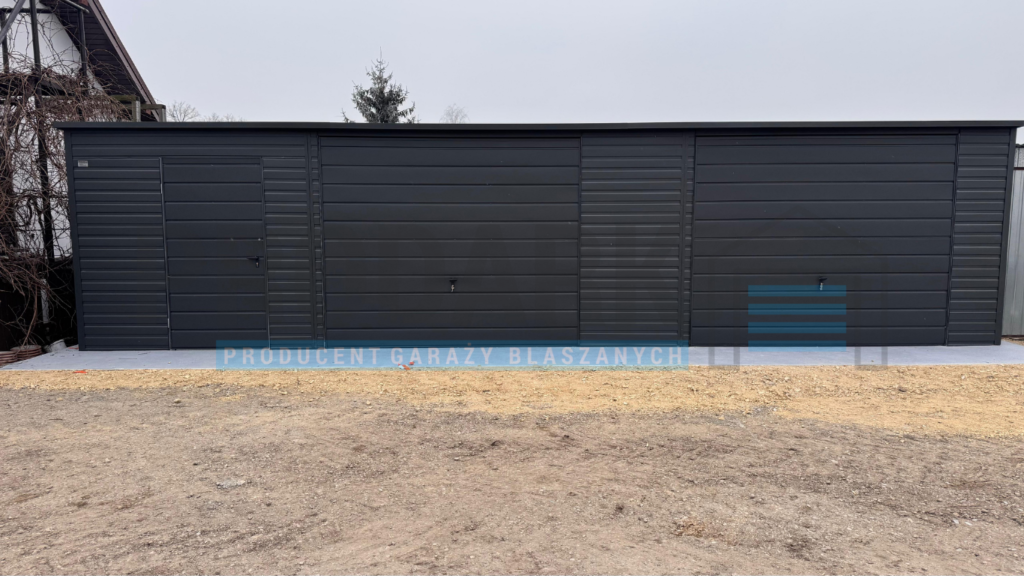 Garaż blaszany 8×5 spad w tył GRAFIT