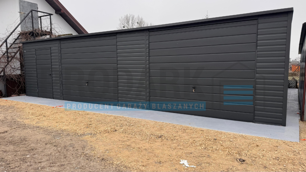 Garaż blaszany 8×5 spad w tył GRAFIT