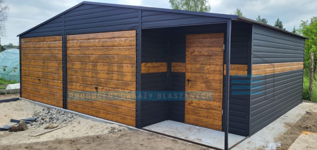 Garaż blaszany 8×5 dwuspad GRAFIT PREMIUM