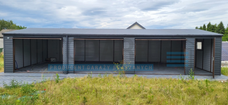 Garaż blaszany 12×6 dwuspad GRAFIT