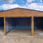 Garaż blaszany 9×6 dwuspadowy DREWNOPODOBNY PREMIUM