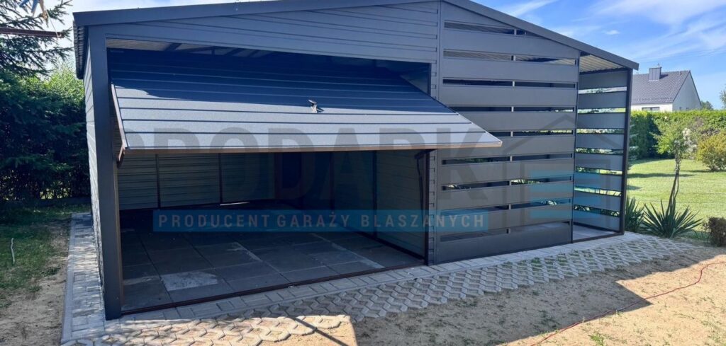 Garaż blaszany 6×5 dwuspad z wiata