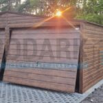 Garaż blaszany 6×5,8 dwuspadowy CIEMNY ORZECH