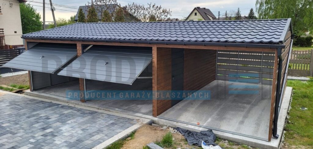 Garaż blaszany 9×6 dwuspad przód-tył PREMIUM