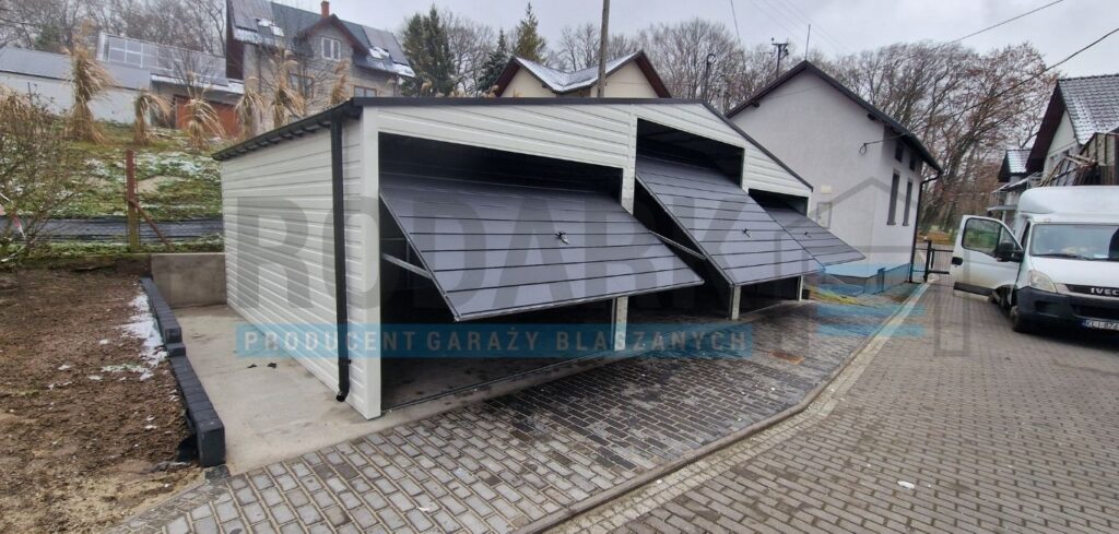 Garaż blaszany 9×6 dwuspadowy BIAŁY RAL 9010 PREMIUM