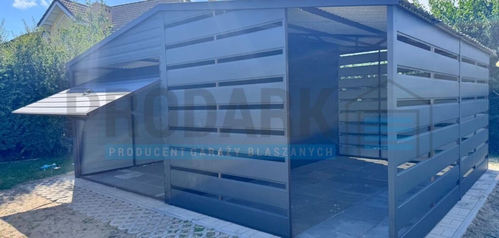 Garaż blaszany 6×5 dwuspad z wiata