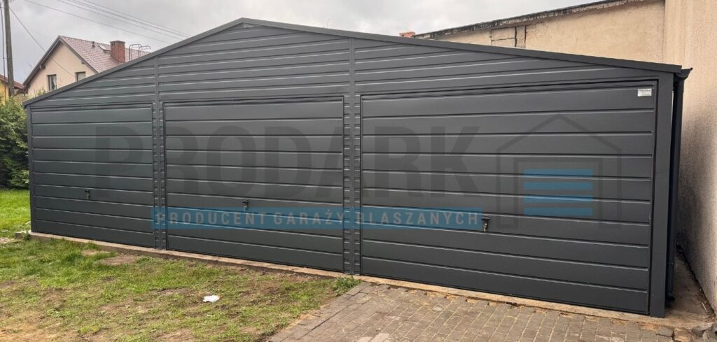 Garaż blaszany 9×5,5 dwuspadowy GRAFIT PREMIUM