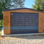 Garaż blaszany 4×6 dwuspad Drewnopodobny z blachodachówka