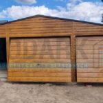 Garaż blaszany 9×6 dwuspadowy DREWNOPODOBNY PREMIUM