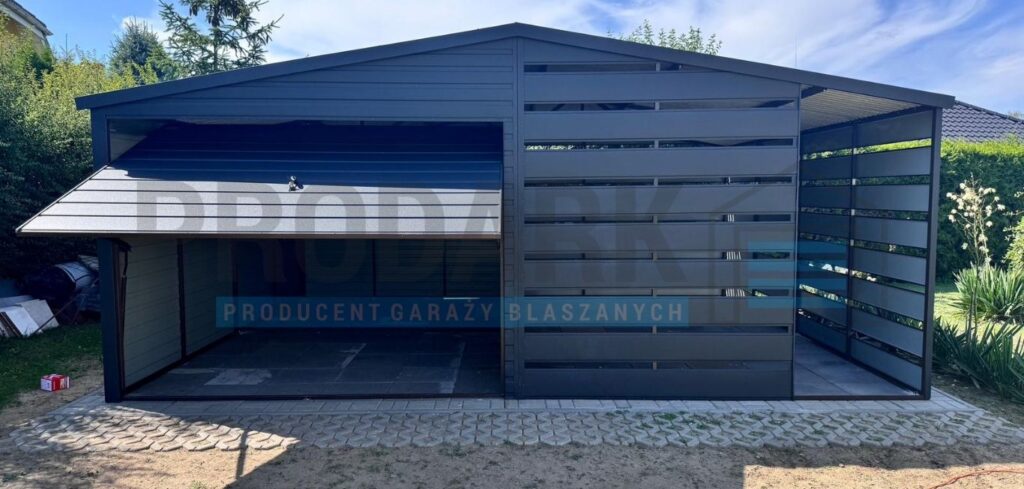 Garaż blaszany 6×5 dwuspad z wiata