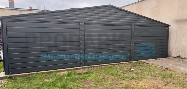 Garaż blaszany 9×5,5 dwuspadowy GRAFIT PREMIUM
