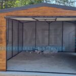 Garaż blaszany 4×6 dwuspad Drewnopodobny z blachodachówka