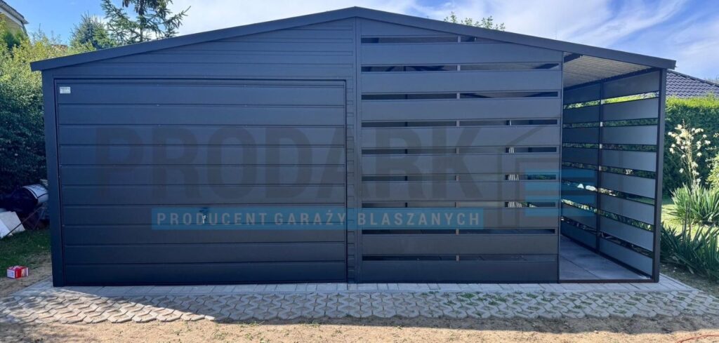 Garaż blaszany 6×5 dwuspad z wiata