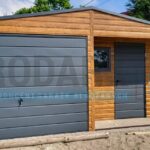 Garaż blaszany 6×5 dwuspad Jasny Orzech z wnęką