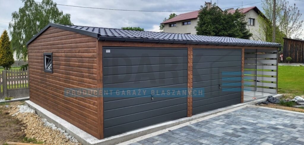 Garaż blaszany 9×6 dwuspad przód-tył PREMIUM