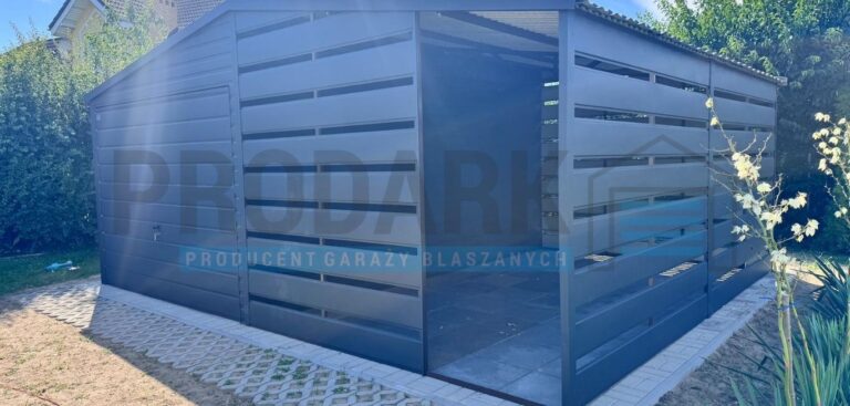 Garaż blaszany 6×5 dwuspad z wiata