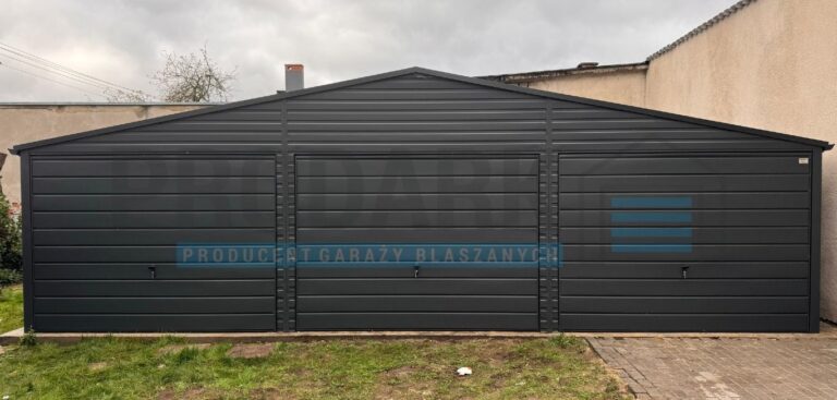Garaż blaszany 9×5,5 dwuspadowy GRAFIT PREMIUM