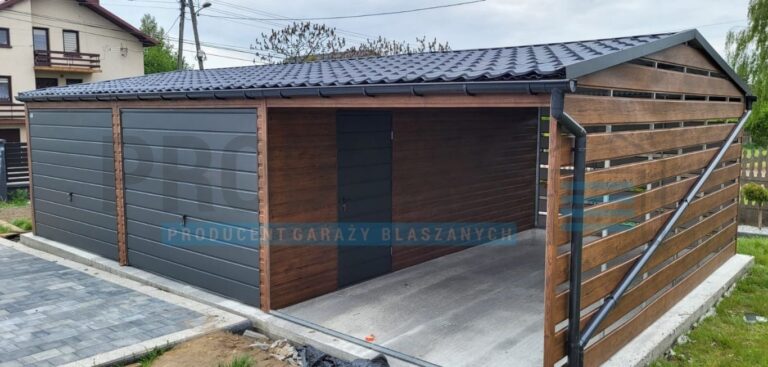 Garaż blaszany 9×6 dwuspad przód-tył PREMIUM