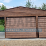 Garaż blaszany 6×5,8 DREWNOPODOBNY + 3m WIATA