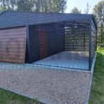 Garaż blaszany 9×6 DWUSPADOWY + WIATA Z PANELI