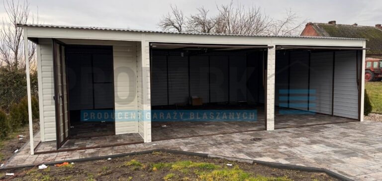 Garaż blaszany 8×6 Premium z WNĘKĄ